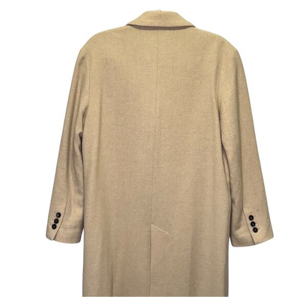 Zara Wool Blend Double Breasted Classic Straight Cut Beige Coat Small - Picture 6 of 12